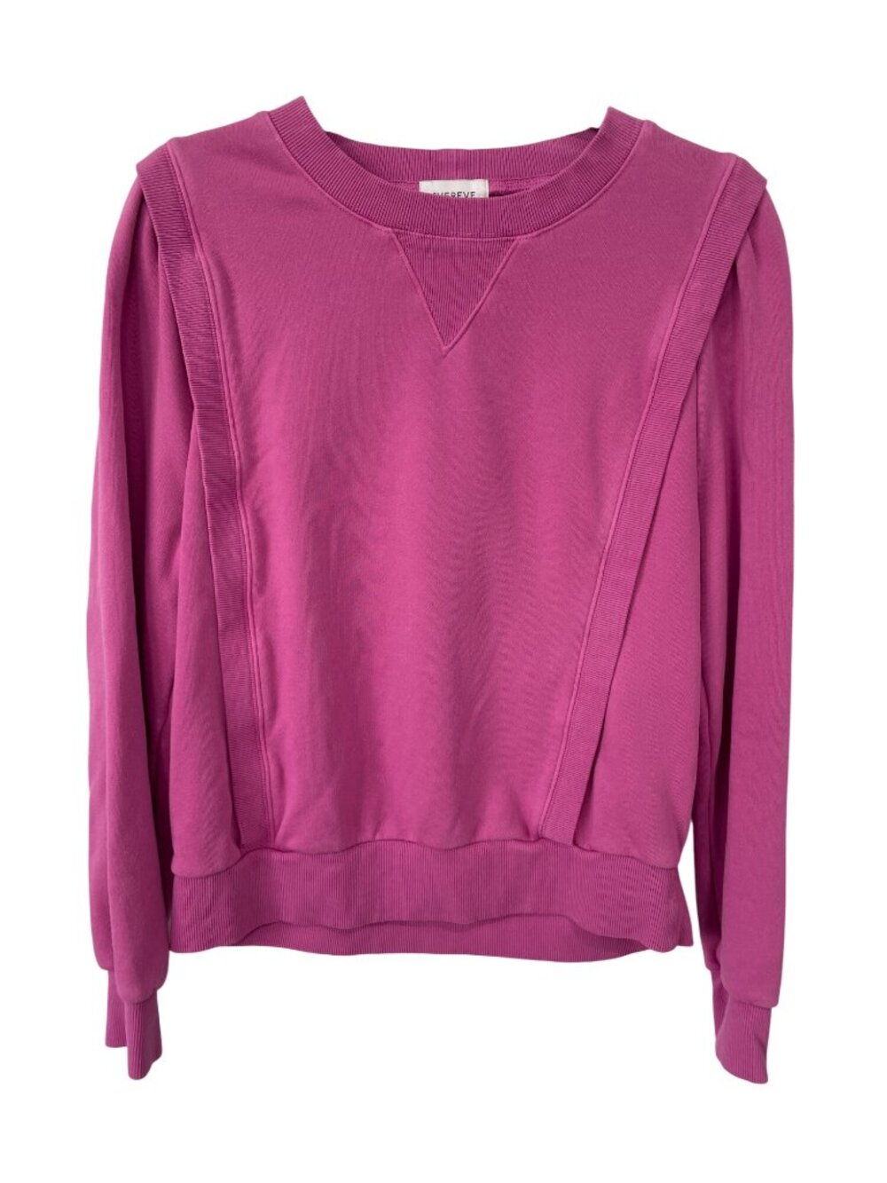 Evereve Sweatshirt Large Crewneck Long Sleeve Pullover Ribbed Trim Pink Comfort